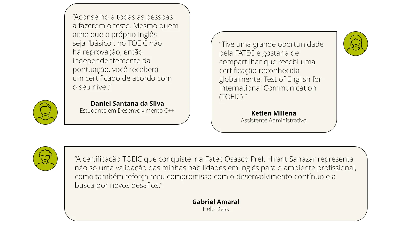 Depoimentos de alunos certificados pelo TOEIC®