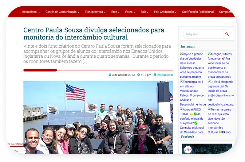 Matéria na imprensa sobre a parceria TOEIC e Centro Paula Souza